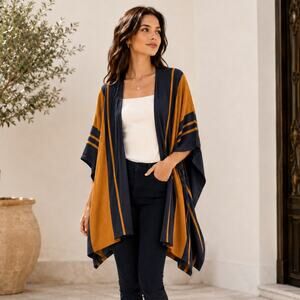 H&M Oversized Open Cardigan Rust Brown Black XS/S